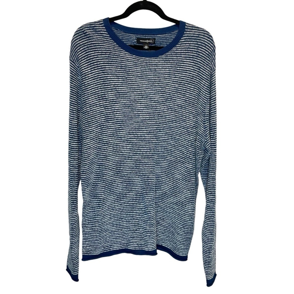 Treasure and Bond Space Dye Cotton Sweater Blue White Marl Mens Large New